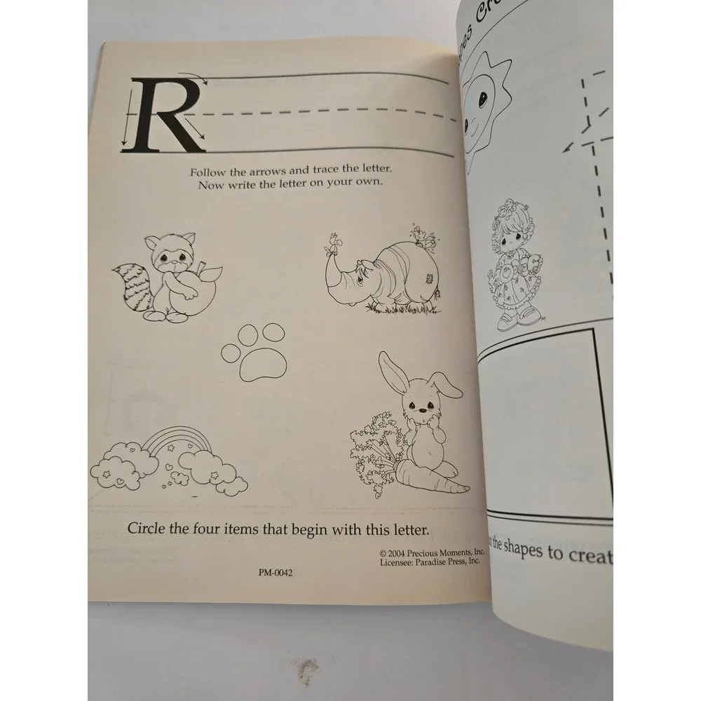 VTG Precious Moments Learn & Color Workbook 2004 Paradise Press Kid Activity New